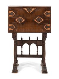 A Spanish Baroque Style Walnut Vargueño and Stand