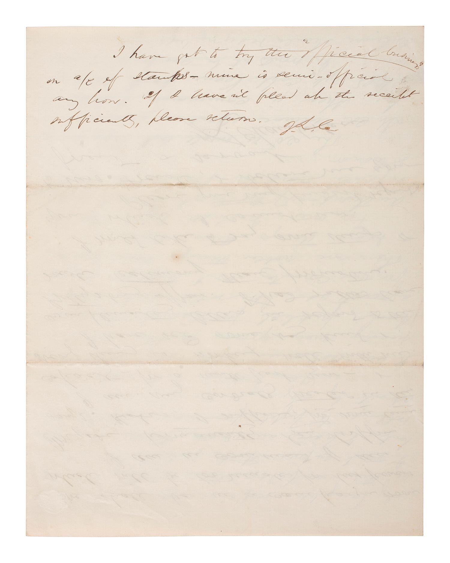 [CIVIL WAR]. [CHAMBERLAIN, Joshua L. (1828-1914)]. Autograph letter signed ("J.L. Chamberlain"). "Beyond Culpepper..." 24 September 1863.
