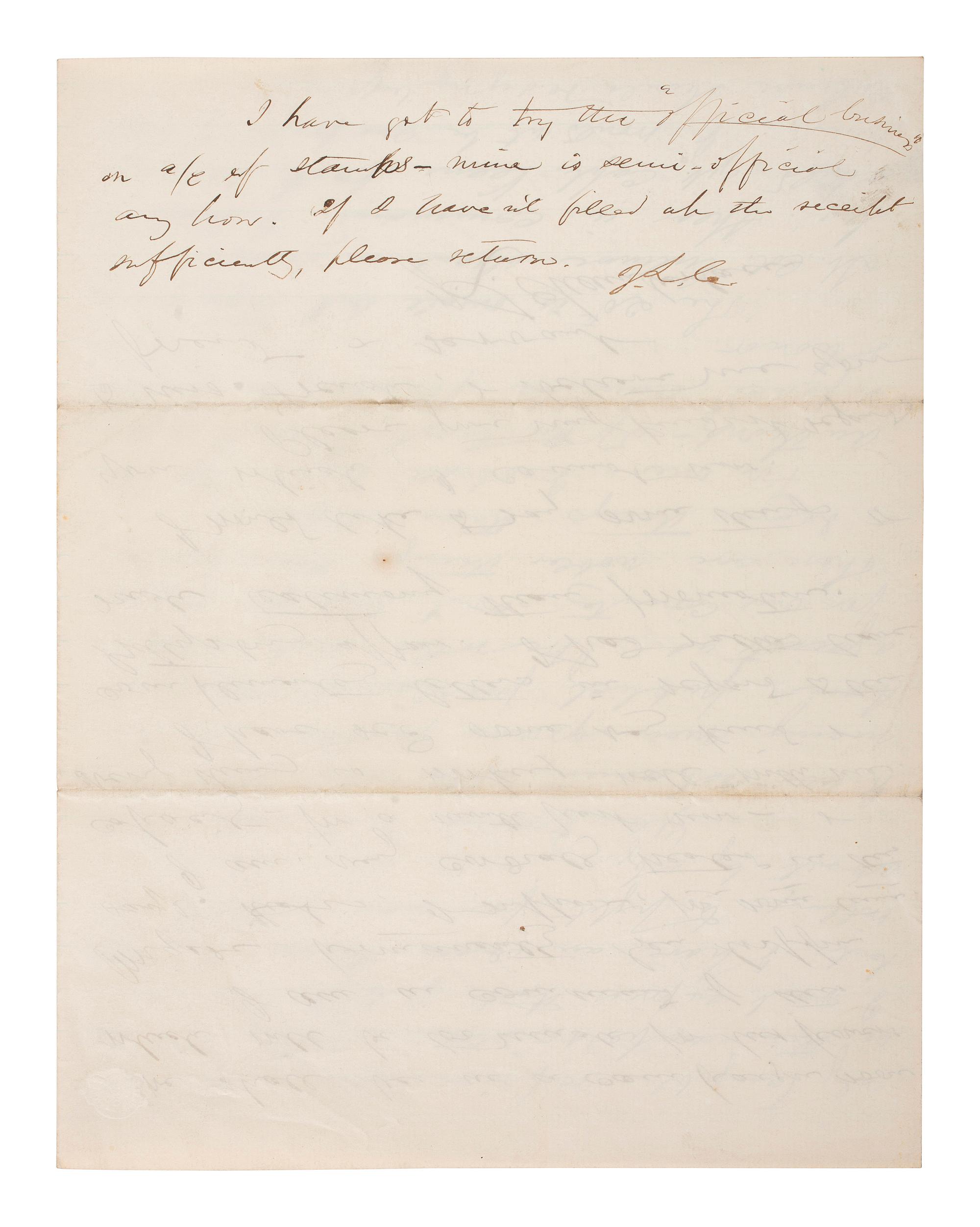 [CIVIL WAR]. [CHAMBERLAIN, Joshua L. (1828-1914)]. Autograph letter signed ("J.L. Chamberlain"). "Beyond Culpepper..." 24 September 1863.