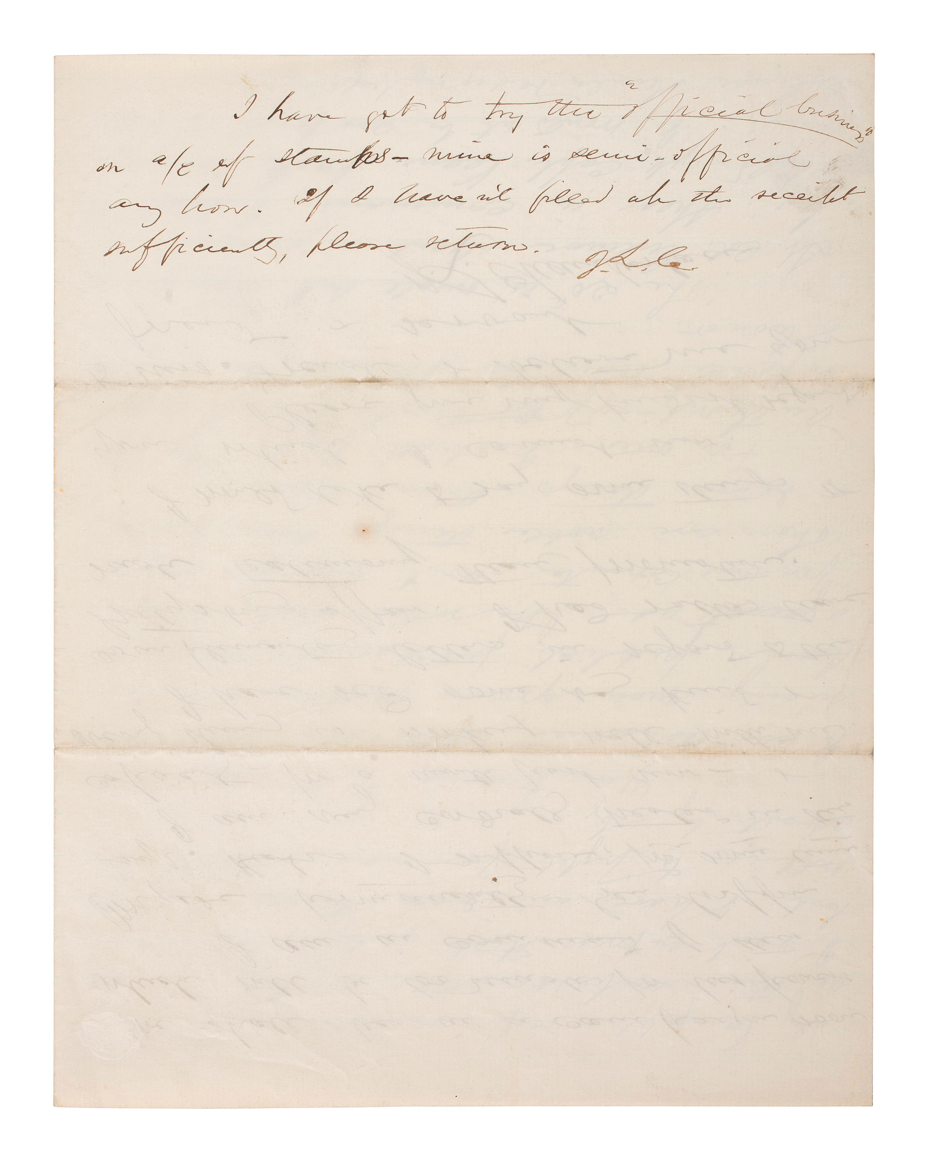 [CIVIL WAR]. [CHAMBERLAIN, Joshua L. (1828-1914)]. Autograph letter signed ("J.L. Chamberlain"). "Beyond Culpepper..." 24 September 1863.
