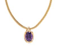 YELLOW GOLD, AMETHYST AND DIAMOND PENDANT/NECKLACE