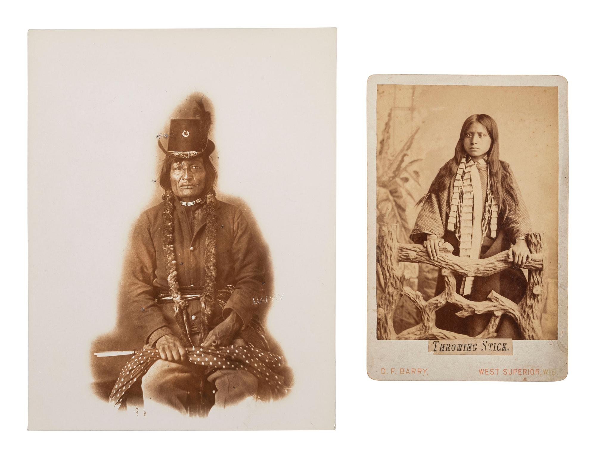 [NATIVE AMERICANS]. 8 photographs of identified Native American subjects, incl. Kicking Bear, Long Soldier, and Bob Brave Bear by D.F. BARRY.