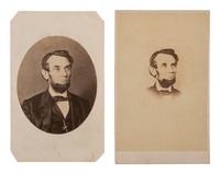 [LINCOLN, Abraham (1809-1865)]. WENDEROTH & TAYLOR, photographers. 2 CDVs of Lincoln. Philadelphia, February or March 1864.