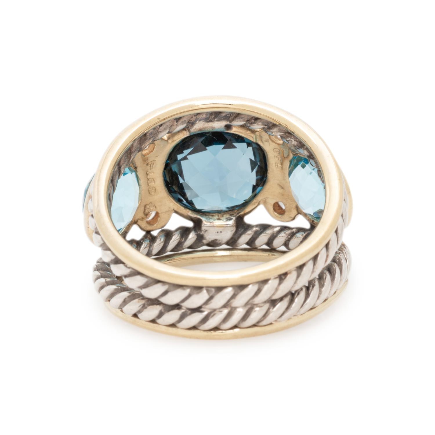 DAVID YURMAN, BLUE TOPAZ AND DIAMOND 'RENAISSANCE' RING