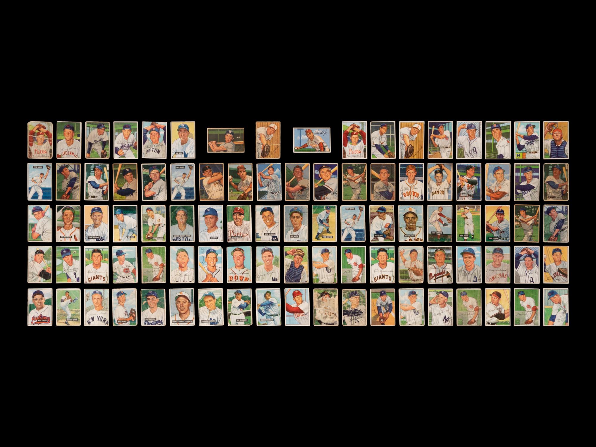 A Group of over 90 Assorted 1951 and 1952 Bowman Baseball Cards Including Multiple Hall of Famers,