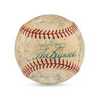 A 1954 New York Yankees Team Signed Autograph Baseball Featuring Mickey Mantle (Beckett Authentication Services Letter of Authenticity)