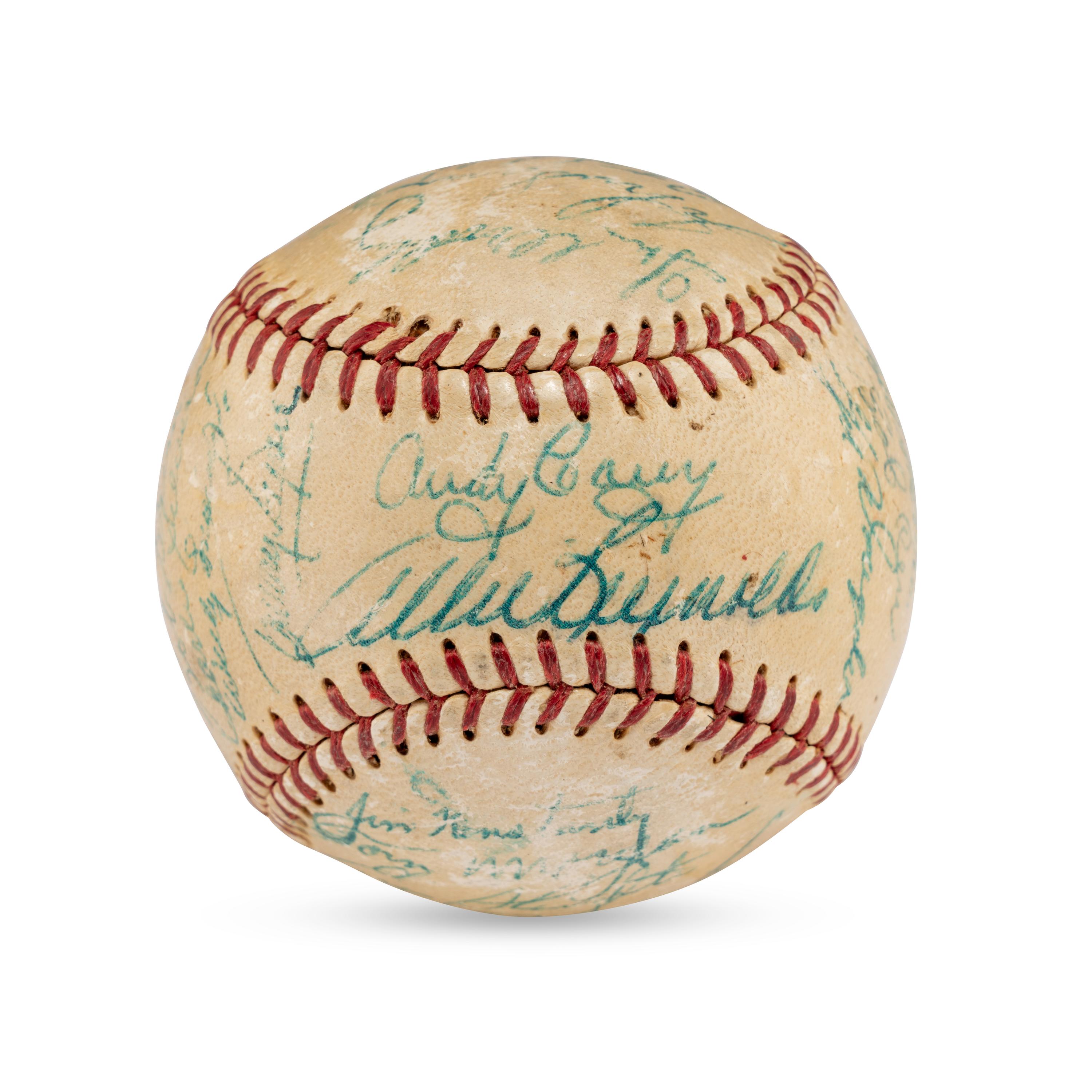 A 1954 New York Yankees Team Signed Autograph Baseball Featuring Mickey Mantle (Beckett Authentication Services Letter of Authenticity)