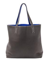 An Hermes Graphite/Bleu Electric 45cm Taurillon Clemence Double Sens Tote, 17.5" x 15.5" x 5".