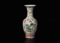 A finely-decorated Chinese famille rose cabinet vase, probably Republic period 粉彩賞瓶 或民國