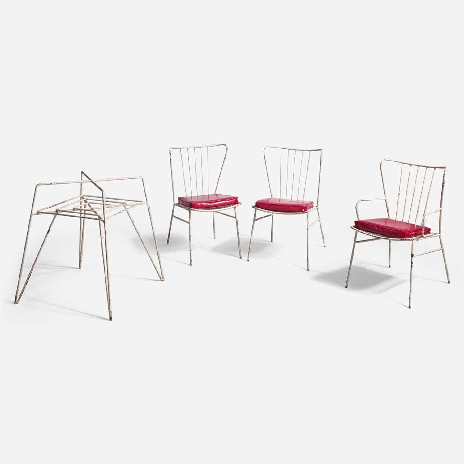 Vladimir Kagan (American, 1927-2016) Three Spindle Back Dining Chairs and Table Base, Kagan-Dreyfuss, Inc., USA, circa 1950