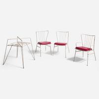 Vladimir Kagan (American, 1927-2016) Three Spindle Back Dining Chairs and Table Base, Kagan-Dreyfuss, Inc., USA, circa 1950
