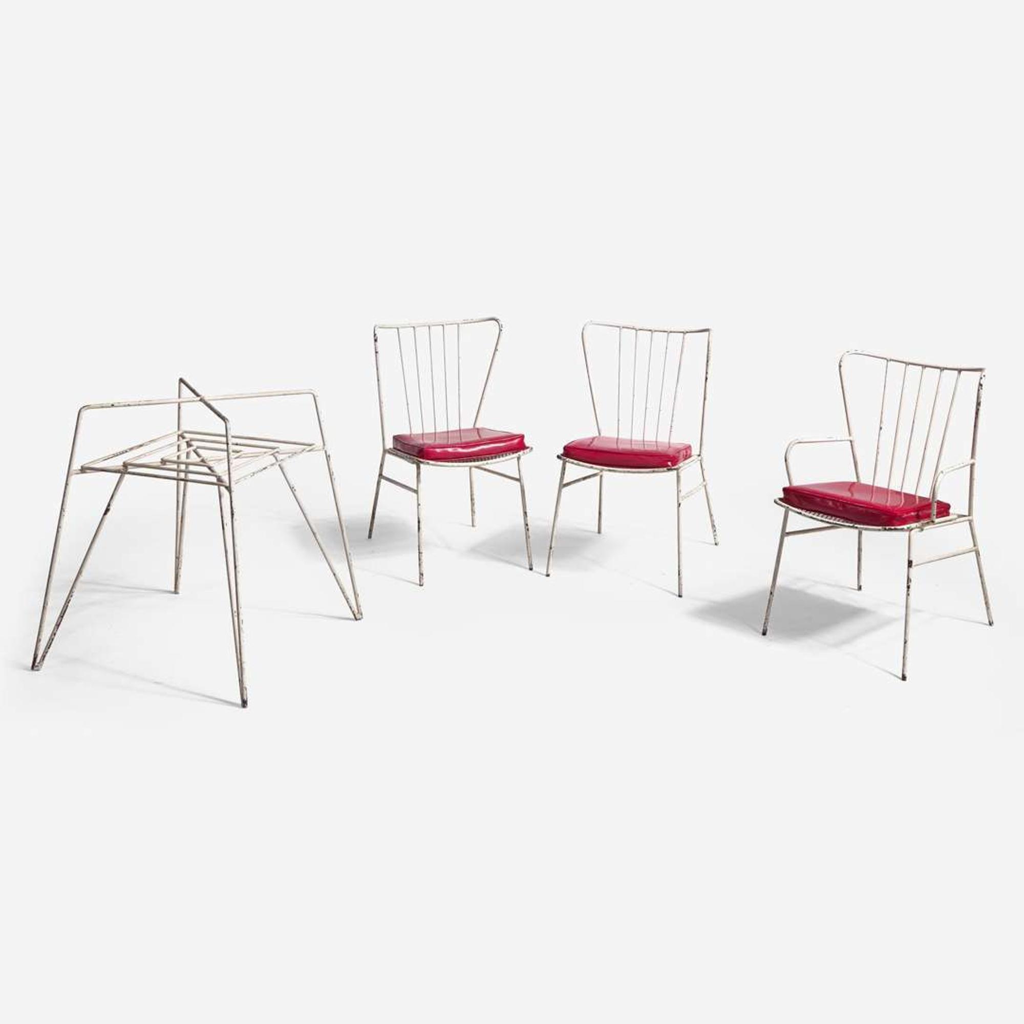 Vladimir Kagan (American, 1927-2016) Three Spindle Back Dining Chairs and Table Base, Kagan-Dreyfuss, Inc., USA, circa 1950