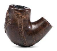 Captain George S. Benton, 5th Connecticut, KIA Chancellorsville. Folk art pipe carved at Stafford Court House, VA, 11 April 1863.