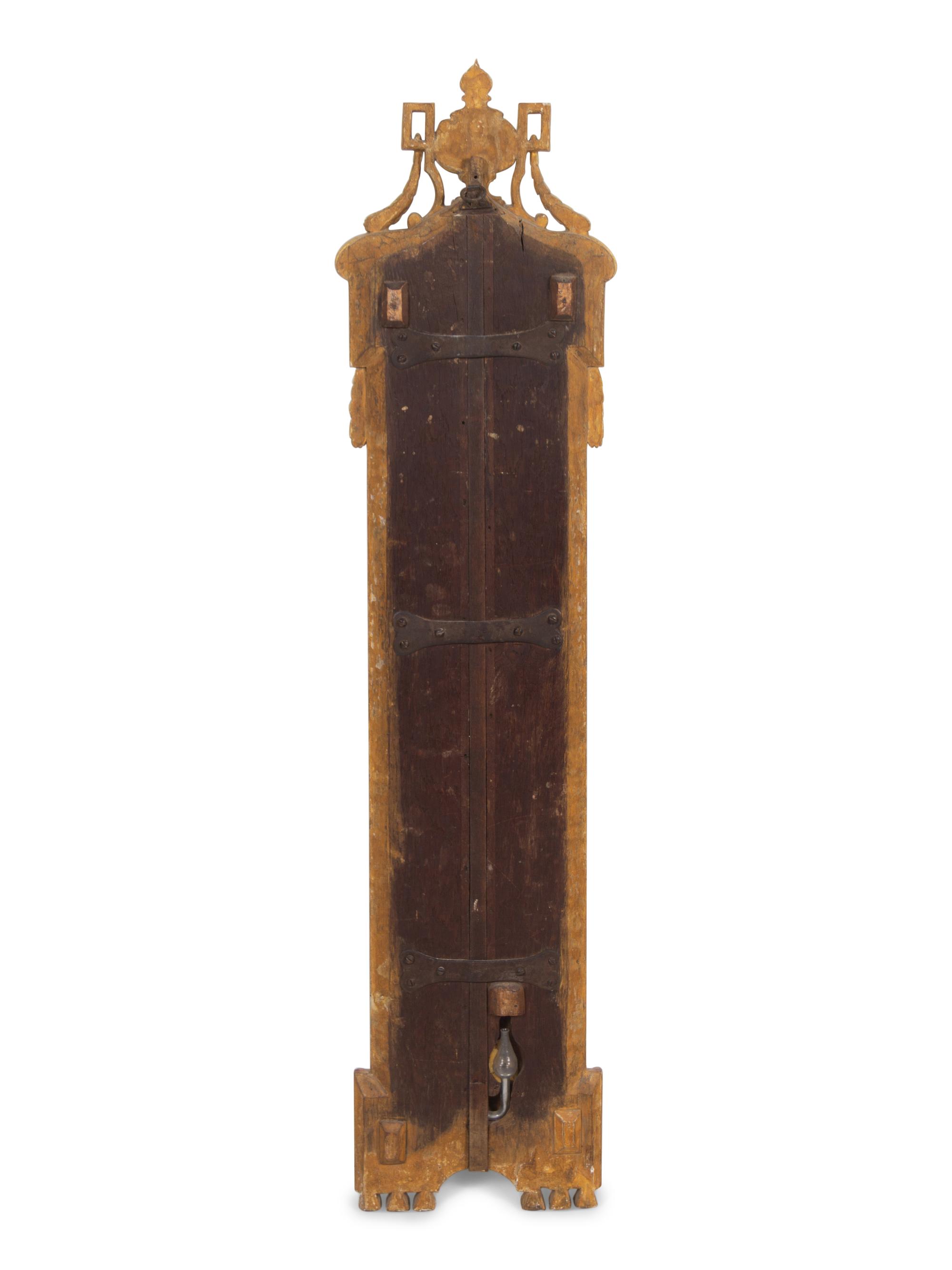 A Louis XVI Painted and Parcel Gilt Barometer and Thermometer