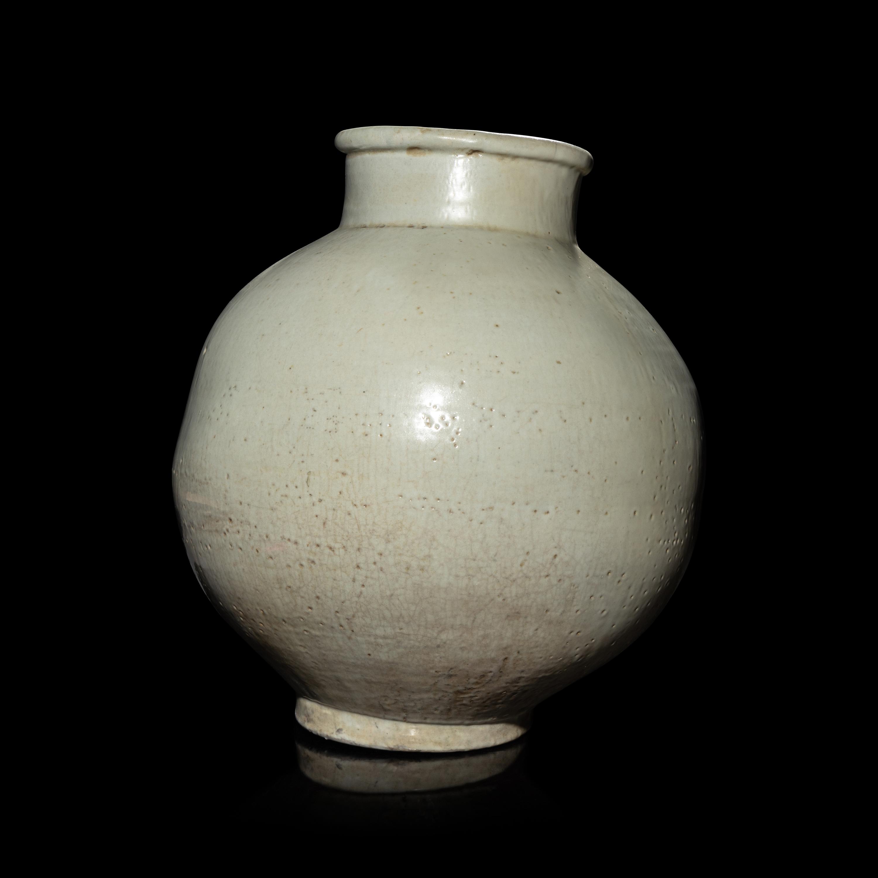 A Korean White Glazed Jar, Joseon Dynasty, 18th Century
