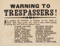 [CRIME & PUNISHMENT]. A group of 2 broadsides announcing a reward and warning to trespassers, incl. "Twenty Dollars Reward" issued to Germantown and Bristol Townships, Pennsylvania, by Charles J. Wister, 1844.