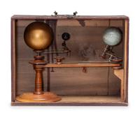 A Laing's Planetarium Orrery Model with Custom Red Painted Poplar Case