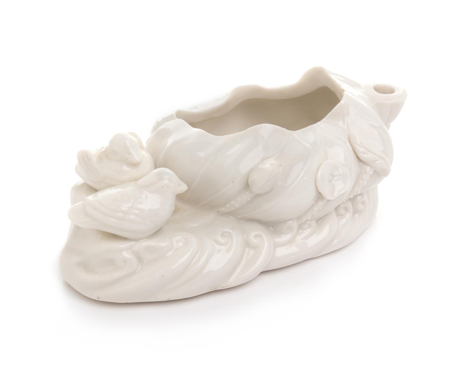 A Chinese White Glazed Porcelain Water Dropper Length 6 1/2 inches.