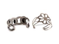Navajo Sandcast Silver and Turquoise Cuff Bracelets