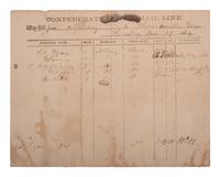 [AFRICAN AMERICANA] -- [CIVIL WAR]. Confederate States Mail Line waybill detailing a coach and its passengers, including enslaved persons "Glenn," "Griffin," and "Boutcher." 29 December 1864.