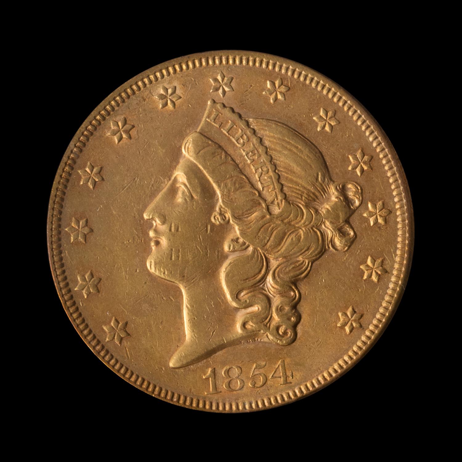 A United States 1854 Liberty Head $20 Gold Coin