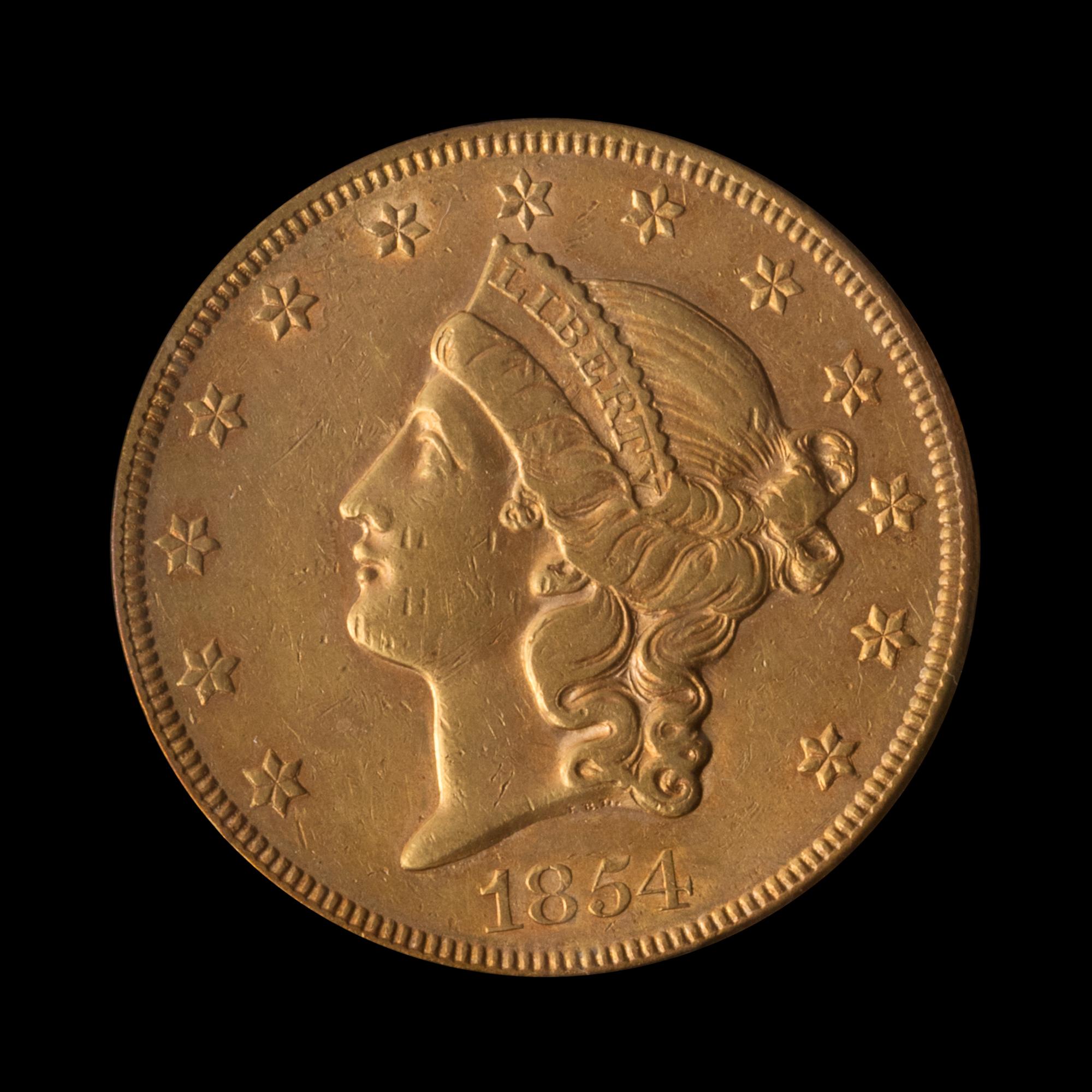 A United States 1854 Liberty Head $20 Gold Coin