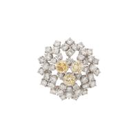 COLORED DIAMOND AND DIAMOND BROOCH