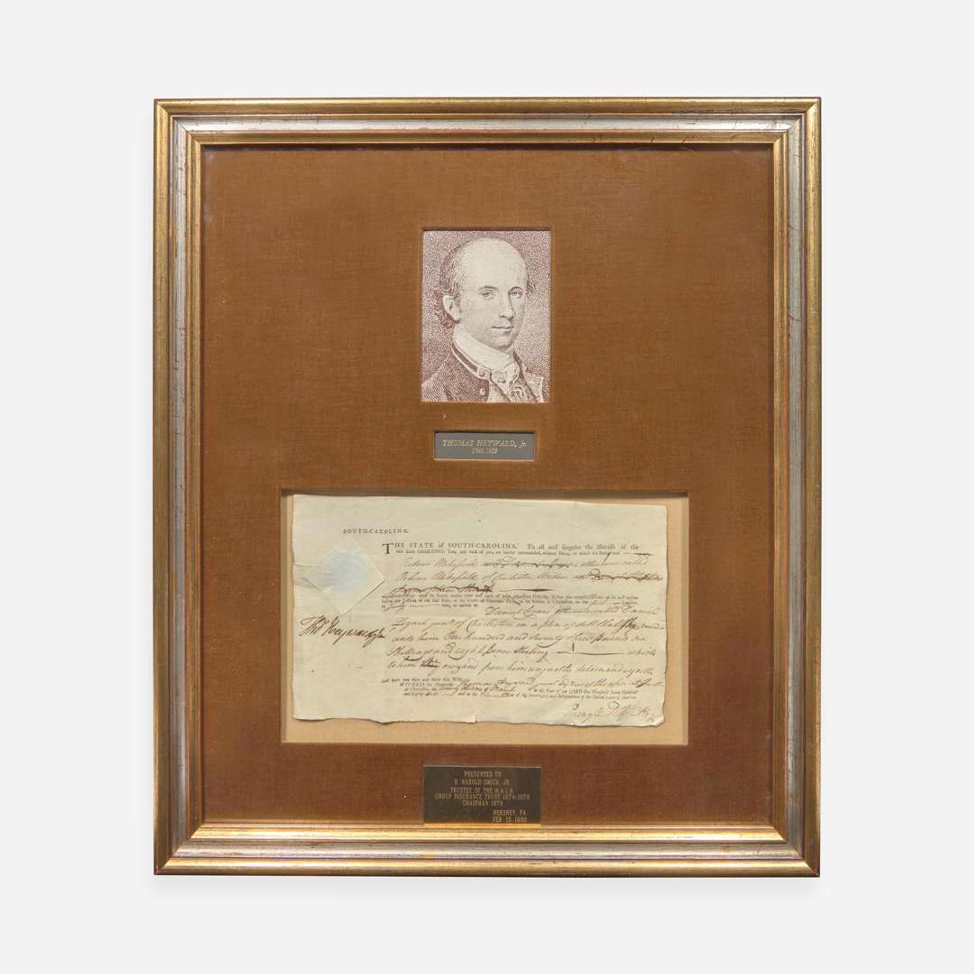 [Americana] [Declaration of Independence] Paine, Robert Treat, and Thomas Heyward Group of 2 Partially-Printed Documents, signed
