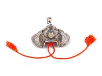 A Japanese Helmet Form Silver Inkwell
