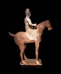 A Pair of Chinese Pottery Equestrian Figures
