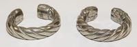 A Pair of Bedouin Silver Bangles Diameter of exterior 2 1/2 inches.