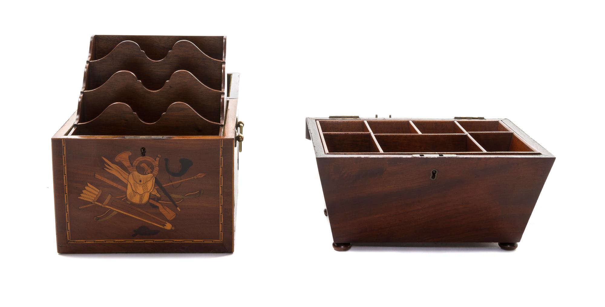 Two English Mahogany Boxes, Height of taller 9 x width 7 5/8 x depth 7 5/8 inches.