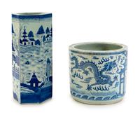 Two Chinese Blue and White Porcelain Items — 20TH CENTURY