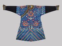 A Blue Ground Embroidered Silk Dragon Robe, Jifu