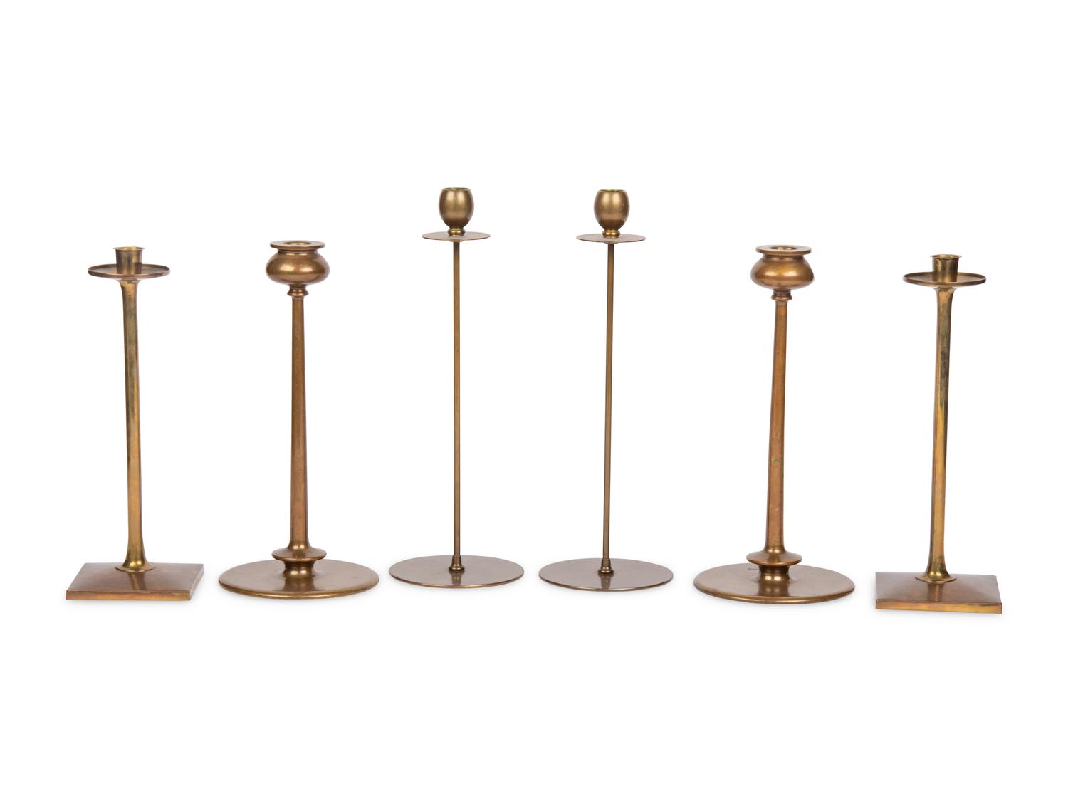 Three Pairs of Brass Candlesticks