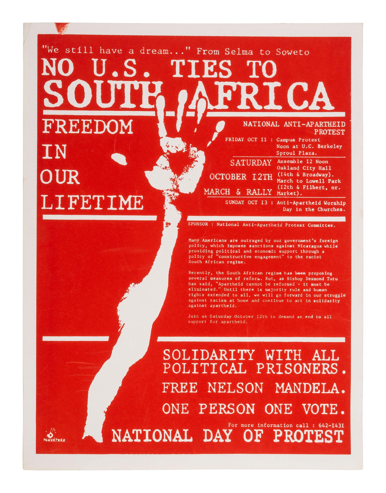 [SOUTH AFRICA]. A group of 3 Anti-Apartheid posters, comprising: