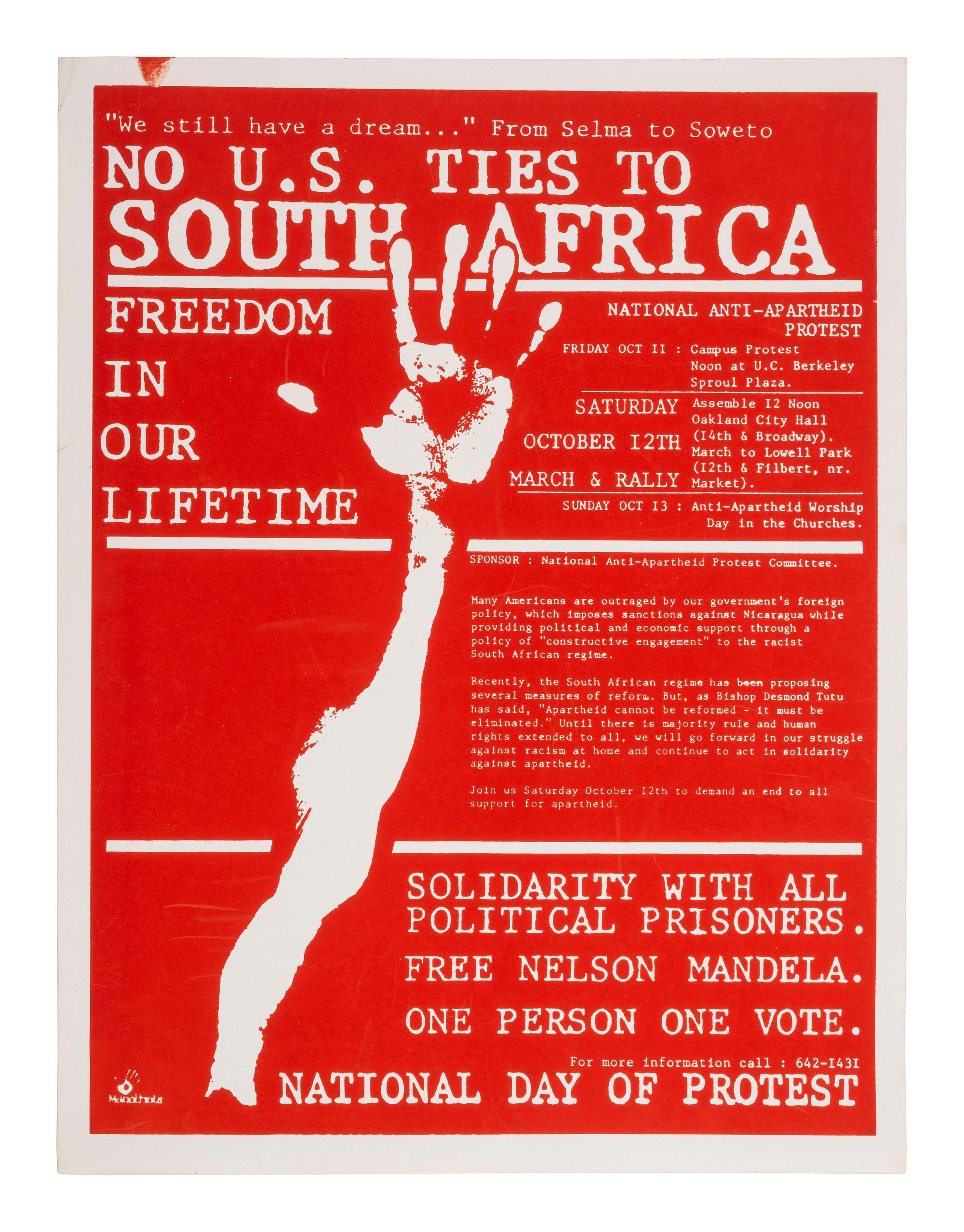 [SOUTH AFRICA]. A group of 3 Anti-Apartheid posters, comprising:
