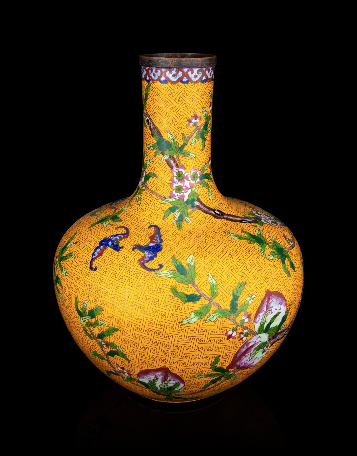 A Large Cloisonné Enamel Vase, Tianqiuping