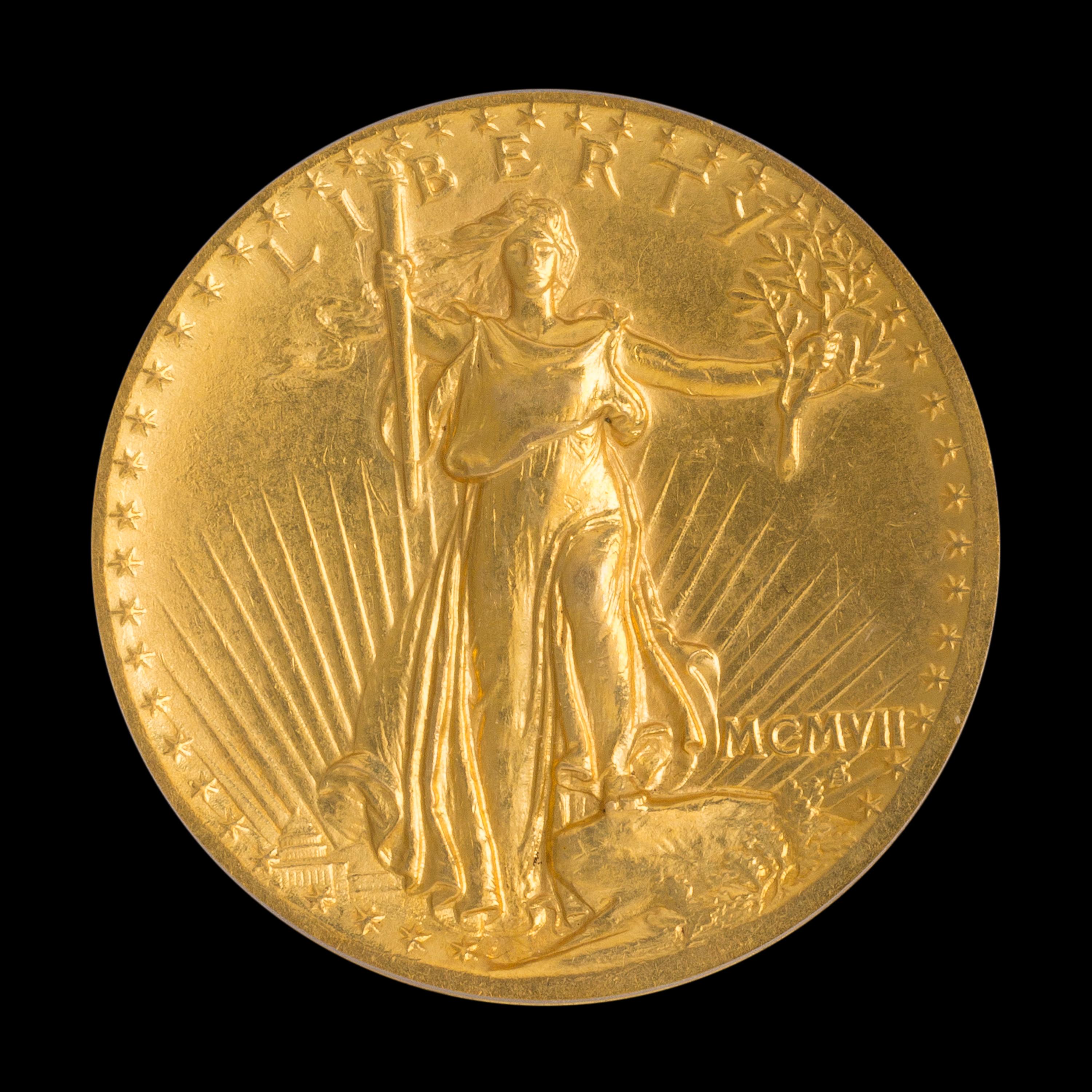 A United States 1907 Saint-Gaudens: High Relief-Flat Edge $20 Gold Coin