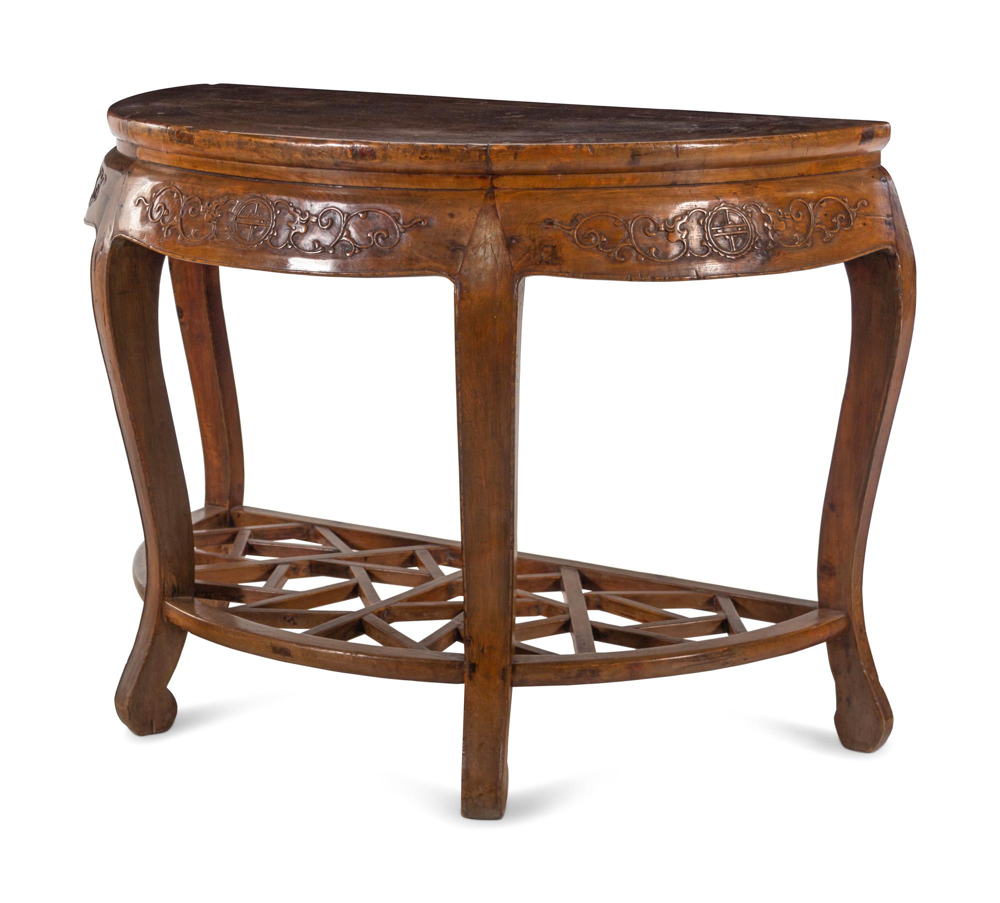 A Chinese Softwood Demi-Lune Table