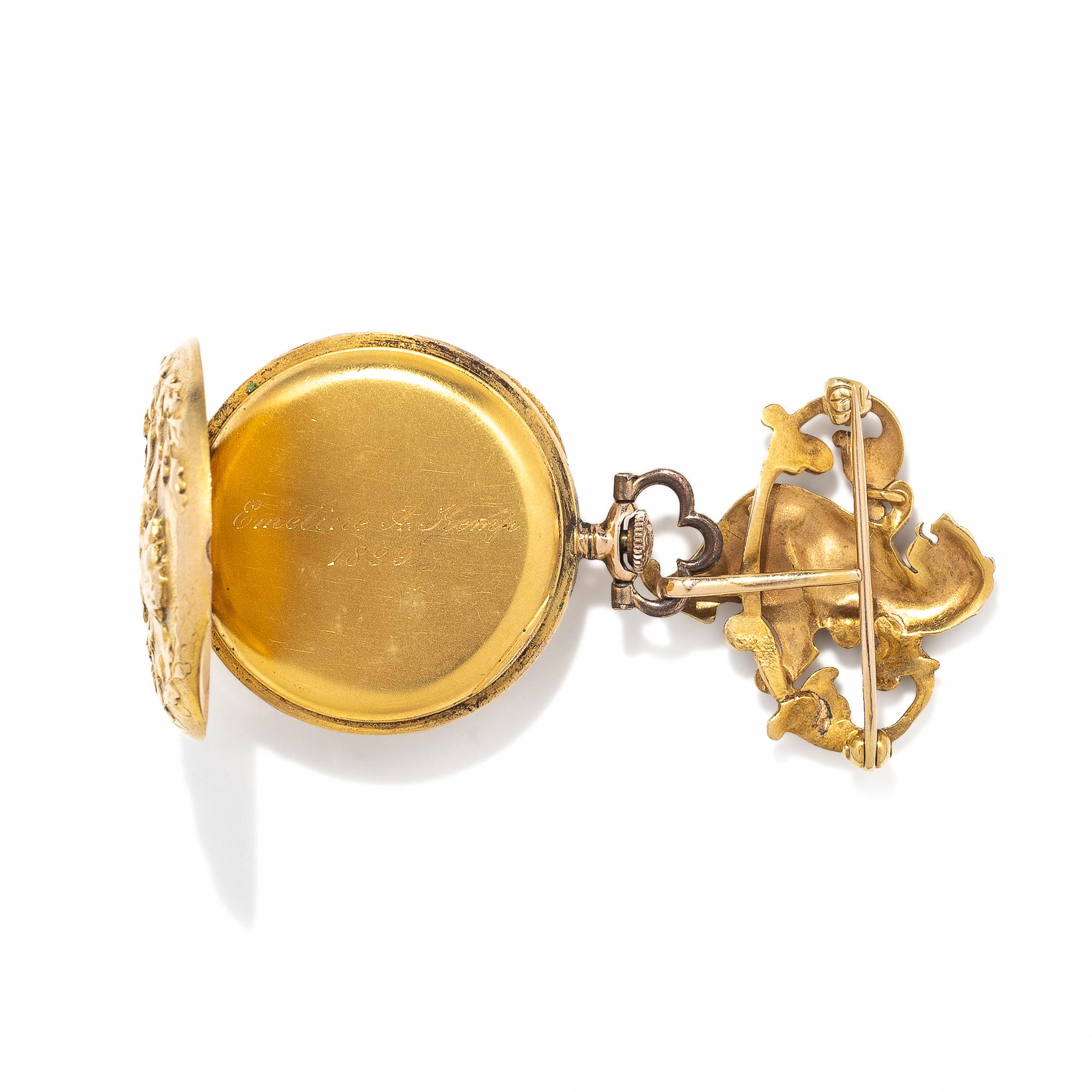 TIFFANY & CO., ART NOUVEAU, GOLD LAPEL WATCH