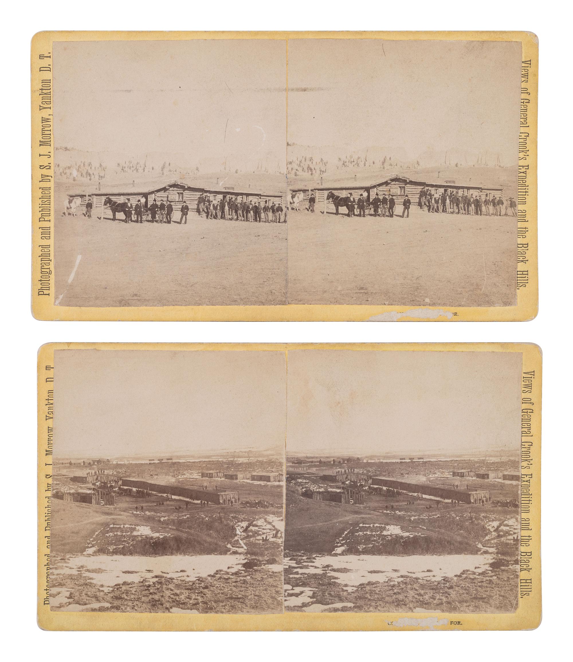 MORROW, Stanley J. (1843-1921), photographer. A group of 19 stereoviews from General Crook's Expedition and the Black Hills series, incl. reenactment of the 1876 "Starvation March."