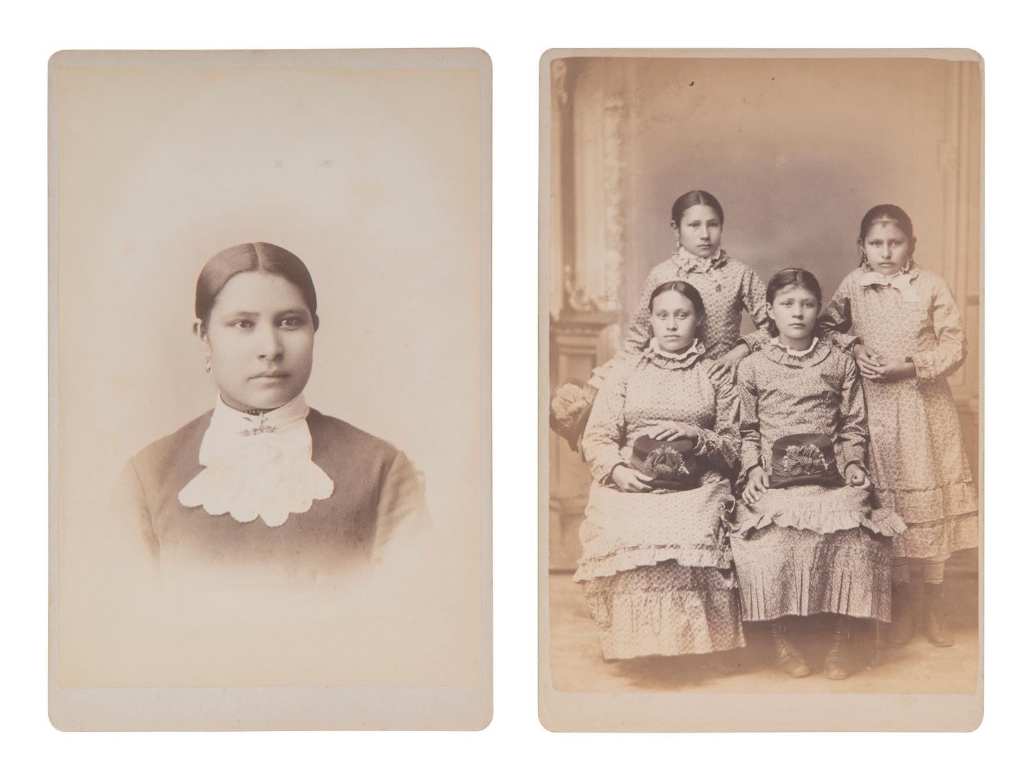 CHOATE, John N. (1848-1902), photographer. 3 cabinet cards featuring female students at Carlisle Indian School. Carlisle, PA, ca 1880s.