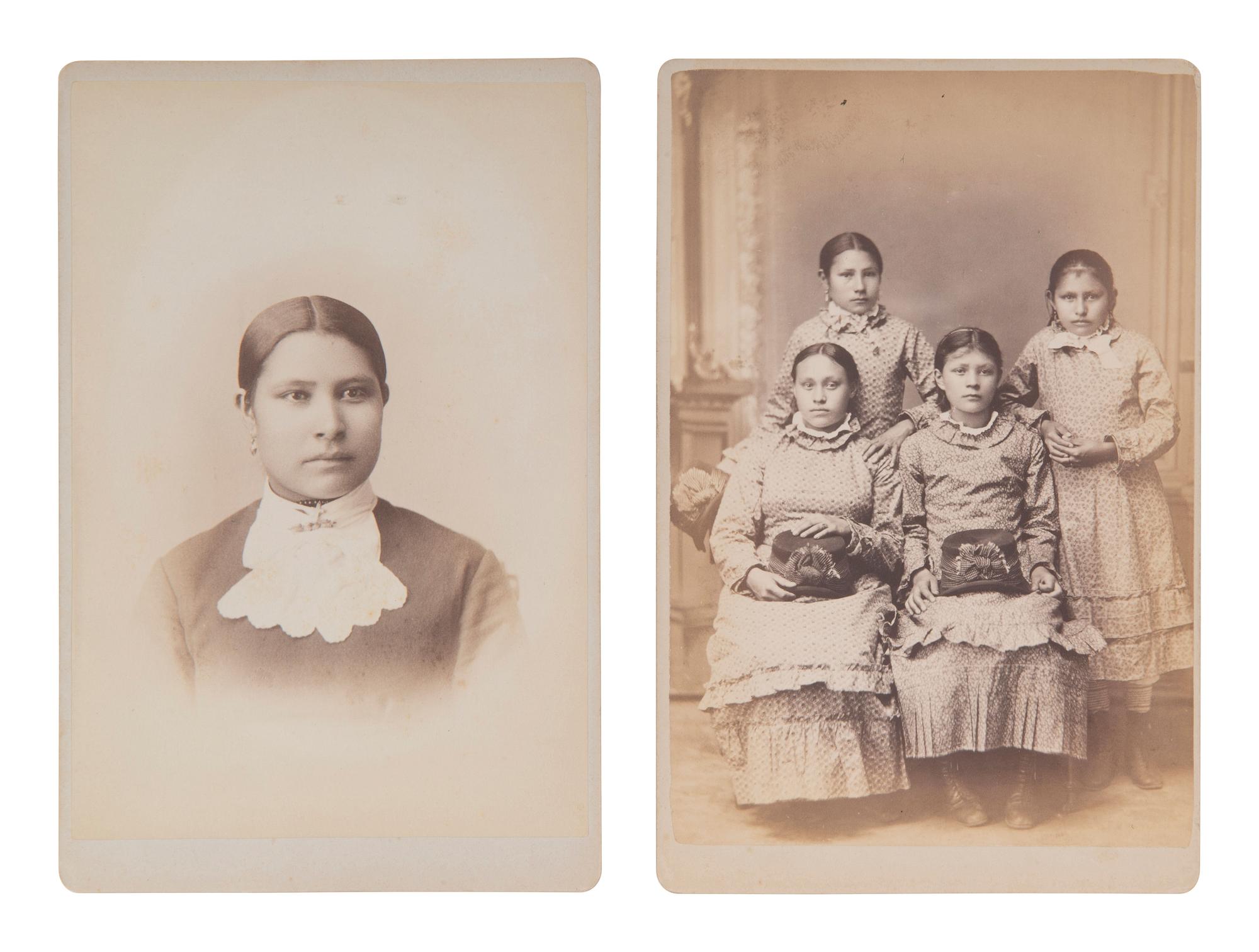 CHOATE, John N. (1848-1902), photographer. 3 cabinet cards featuring female students at Carlisle Indian School. Carlisle, PA, ca 1880s.