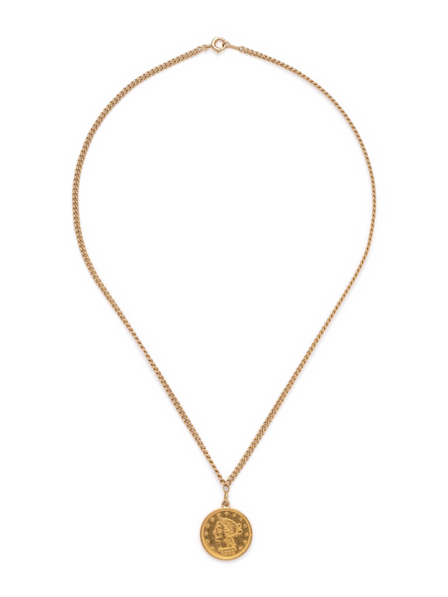 YELLOW GOLD AND COIN NECKLACE