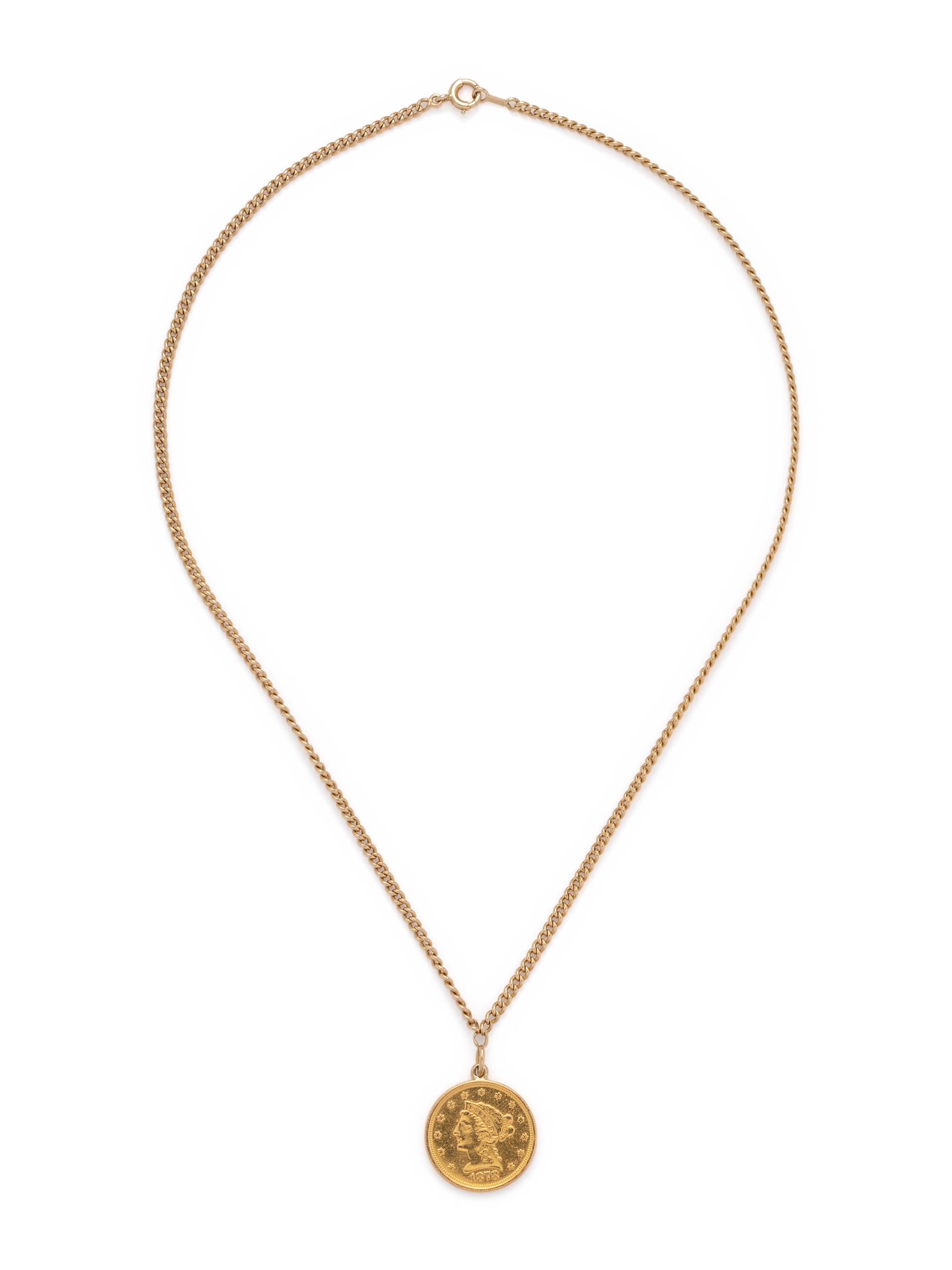 YELLOW GOLD AND COIN NECKLACE