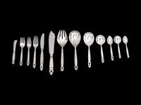 A Georg Jensen Silver Flatware Service, Acorn Pattern