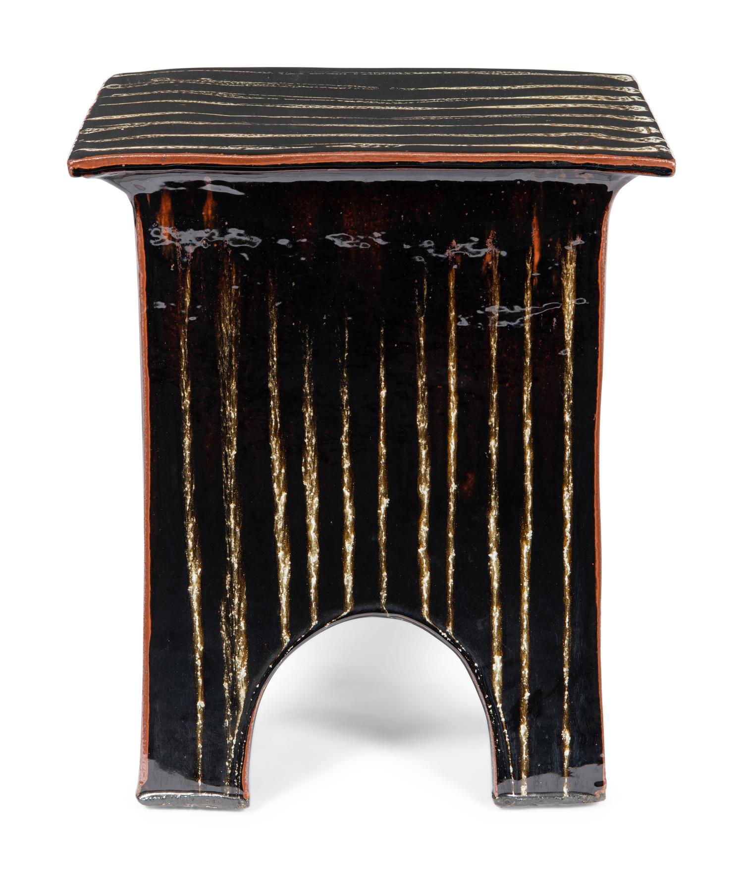 A Brown-Glazed Ceramic Side Table