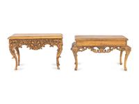 Two Continental Style Diminutive Giltwood Tables