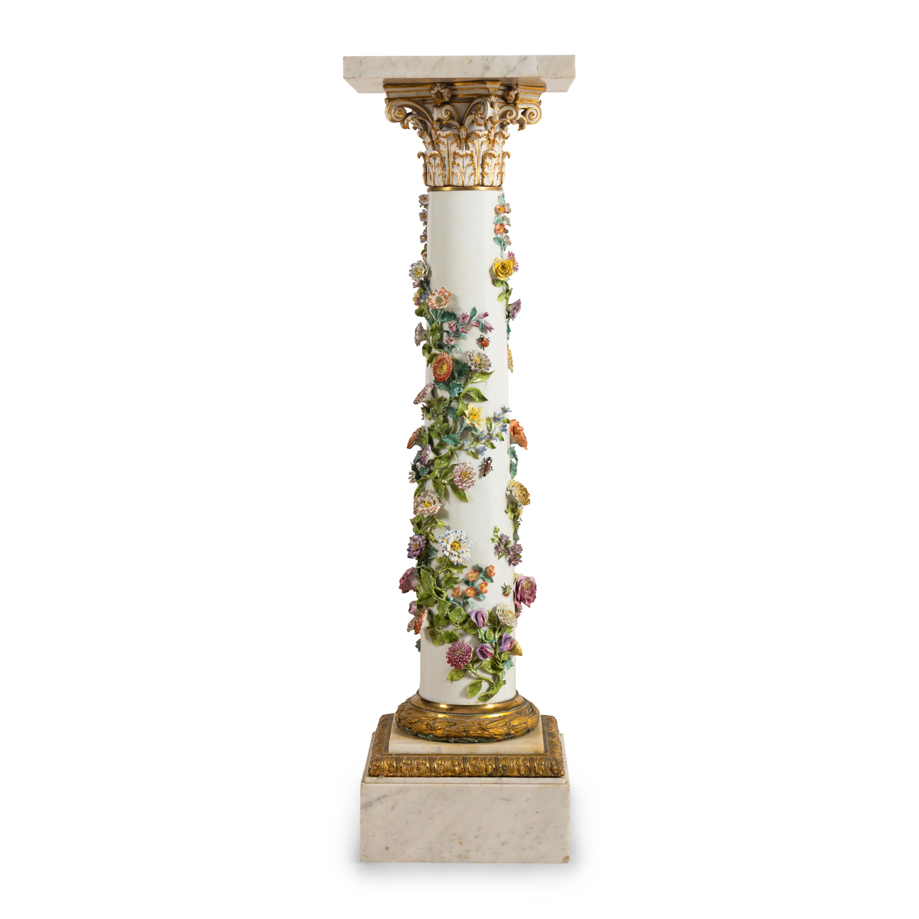 A German Porcelain and Marble Pedestal